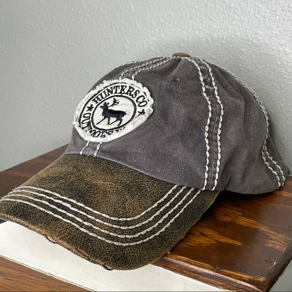 KBETHOS Hunters Co Outdoors EQPT Distressed Dark Gray and Olive Cap - Picture 3 of 8